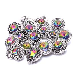 Charms Colorf Rainbow Crystal Vintage Sier Colour Snap Button Women Jewellery Findings Bright Rhinestone 18Mm Metal Snaps Buttons Diy Bra Dhd7Q