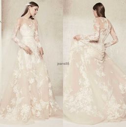 Abiti da sposa in pizzo Elie Saab Abite lunghe Vestido de novi Jewel Beach Abiti da sposa 2020 Abito da sposa a spazzante su misura