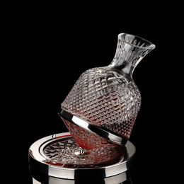 Luxurious Rotating Wine Separator Red Whiskey Tumbler Gyro Glass Bottle 1500ml Rotary Decanter With Tray Kitchen Bar Tools 240409