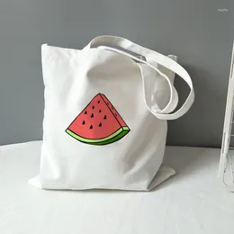 Shoulder Bags 2024 Fashion Women's Tote Bag Korea Original Cute Watermelon Graphic Canvas Shopping Girl Student