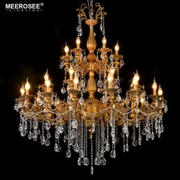 Meerosee Traditional Crystal Chandelier Light Classic French Pendant Hanging Lamp E12 E14 30 Arms Living Room Hotel Home Lamp