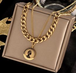 2 PcsSet Vintage Multilayer Suit Necklaces Notre Dame Double Layer Coin Pendant Necklace Personality Jewelry for Woman Man Gifts 3137468