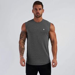 MenSleeveless Shirt Fitness Mens Tight Blank Tank Top Workout Vest Cotton Muscle Tank Top Gyms Clothing