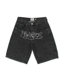 Men's Shorts Y2K shorts hip-hop denim gym shorts mens 2023 summer Shin Harajuku fashion casual punk rock Gothic mens basketball shorts J240325