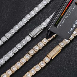 Nuoya 7mm Custom 925 Sterling Silver Tennis Chain Luxury Vvs Moissanite Diamond Cluster Tennis Chain Necklace