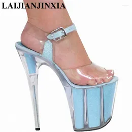 Dress Shoes LAIJIANJINXIA Shiny 20CM Super High-Heeled Platform Crystal 8 Inch High Heel Fashion Model Sandals Fetish