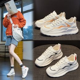 Lightweight and versatile shoes new spring style for female students casual and breathable increased height thick soled sports running shoes