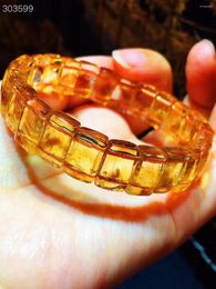 Strand Natural Yellow Citrine Quartz Pyramid Beads Bracelet 12x8mm Women Men Clear Rectangle Jewellery