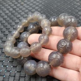 Strand Purple Agate Chalcedony Return 20mm Round Bead Bracelet Jade Jewellery