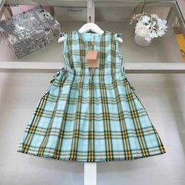 Luxury baby skirt girls partydress Size 110-160 CM kids designer clothes Multi Colour cross stripe design Princess dress 24April