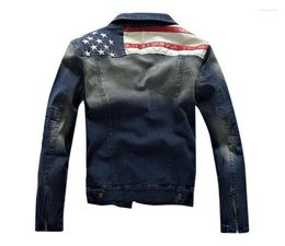 Men039s Jackets American Flag Denim Jacket Men Clothing Jeans Coat Male Spring Autumn Stylish Star Casual For Cowboy9822777