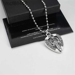 Personalized and Trendy Letter Holy Sword Pendant Fashionable American Hip-hop Punk Style Vintage Thai Silver Round Bead Necklace