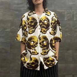 Men's Casual Shirts 2024ss WACKO MARIA Hawaii Beach Shirt Men Woman Good Quality Ghost Head Skull Full Print Loose Tops Tee