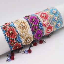 Strand Mosengkw Fashion Trendy Handmade Flower Design Miyuki Bracelet With Bead Boho Adjustable