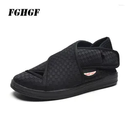 Fitness Shoes Diabetic Flat Full Width Show Finger Fish Mouth Cold Cloth Bloated Wide Deformation Feet Casual Driver