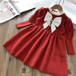 Girl's Dresses 2023 New Winter Woollen Dress for Kids 2-6 Y Baby Girl New Year Clothings Childrens Autumn High Neck Long Sleeves Casual Dresses