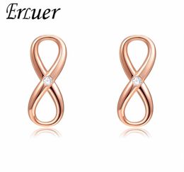 ERLUER Stud Earrings for women Fashion wedding crystal infinity jewellery Girl rose gold zircon engagement earring Jewelry9297479