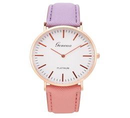 Brand New Fashion Style 6 Colors Christmas Gift Colorful Leather Belt Watch Quartz Wristwatch For Men Women Couple Kids1374594