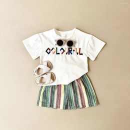 Clothing Sets Summer Baby Set Short Sleeves Striped Shorts T-Shirt Letter Colourful Holiday Boys Girls Casual Born Cotton Clothes 0-3Y