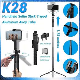 Selfie Monopods Handheld Stabilising Selfie Stick Tripod 1.75 Metre Ultra Long Selfie Stick Supports 2 Phone Clamps Detachable Lights Y240418