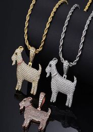 14K Gold Plated Zirconia GOAT Pendant Bling Pendant Necklace Iced Gold Silver Rosegold HipHop Jewellery Mens Women Gifts8626345