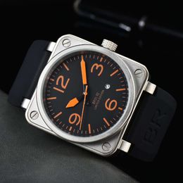 bell and ross 2023 Wristwatches Men Automatic Mechanical Watch Bell Brown Leather Black Rubber Ross Wristwatches Multifunction Six Stitches vv07 high quality