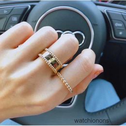 High-end Luxury Ring Vancllef High Version English Signature Ring Womens Kaleidoscope Ball Lucky Plated with 18K Rose Gold