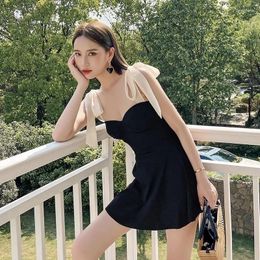 Women's Swimwear Fashion One-Piece Swimsuit Women Korean Conservative Dress Style Slimming High Waisted Beach Holiday Bathing Suit