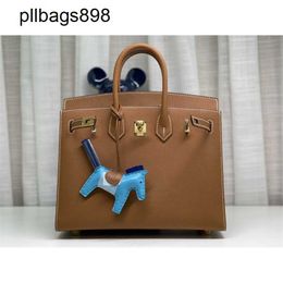 Handmade 7a Handbag Bikns Genuine Leather Wax thread golden brown cowhide 25 for womens pure leather73Z5