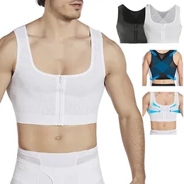 Men's Body Shapers Men Gynecomastia Shaper Vest Slimming Chest Control Boobs Shapewear Corrector With Zipper Short Compression Shirt Corset