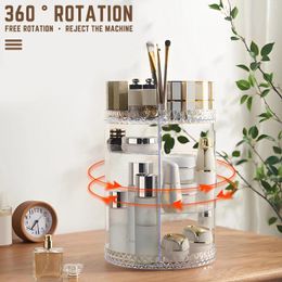 Storage Boxes 3 Tiers Makeup Organizer 360 Rotating Display Case Large Capacity Cosmetic Box Clear For Bathroom