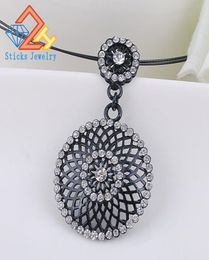 Sticks Jewellery Geometric Trendy Necklace Zinc Alloy Round Hollow Out Rhinestone Rope Chain Charm Choker Necklace1972983