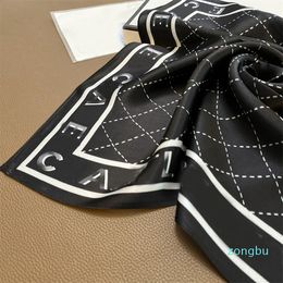 Scarves Brand Silk Square Scarf Simple Black White Hair Band Women Designer Scarves Fashion Matching Spring Gift Couple Family 50x50cm