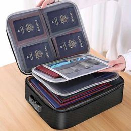 Storage Bags Fireproof Black Document Bag Water-resistant Zipper Portable LaptopFiles Certificates Organiser Box Multi-compartment File