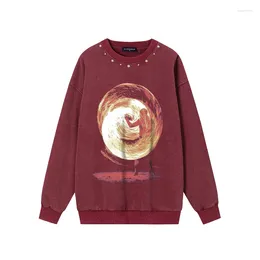 Men's T Shirts Autumn T-shirt Hip Hop Fashion Loose High Quality Washable Abstract Print American Long Sleeve O-Neck
