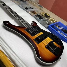 4 Strings 4003 electric bass guitar vintage sunburst color Chrome Hardware One PC Neck & Body Good Binding Body Dual Output Ric China Bass