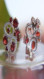 Stud Earrings GEM39S BALLET 925 Sterling Silver Flower 623Ct Natural Garnet Gemstone Fine Jewellery For Women Wedding8989143