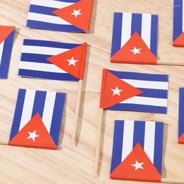 Party Supplies 100Pcs/Set Cuban Flags Cake Topper Paper Cuba Toothpick Flag Cupcake Toppers Baking Decor Dessert Cocktail Adornment