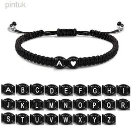 Chain 26 Letters Initial Heart Bracelets Handmade Adjustable A-Z Name Braided Bracelets For Women Men Friendship Jewellery Gifts d240419