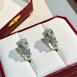 Stud Jewelry designer earrings full diamond leopard head stud earrings Emerald eyes highend atmosphere jewelry gift