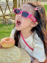 INS Kids designer sunglasses Fashion silver letter wide leg Frame Sun Glass summer boys girls beach sunblock Luxury Polarised Glasses For children S1336