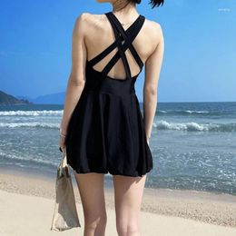 Women's Swimwear Korean Sexy Women Backless Solid Color Bikinis Set Summer Simplicity Swimwears Fashionable Slim High Waist One-Piece