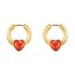 Stud 2024 New Love Gemstone Stud Temperament Exquisite Peach Heart Earrings French Light Luxury Fashion Trend Sweet AllMatch Jewellery G