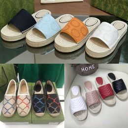 Woven Slipper Flat Women Sandal Espadrille Slides Designer Leather Casual Shoes Beach Shoe Flip Flops EU35-42 With Box 553