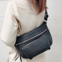 Bags Women Messenger Bags Genuine Leather Purses Casual Hobos Multifunction Travel Bag Daily Solid Color Shoulder Crossbody Chest Bag