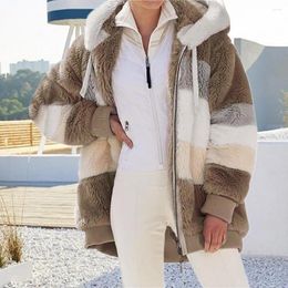 Women's Jackets Women Winter Coat Thermal Elastic Cuff Colours Matching Colour Block Fluffy Lady Autumn Jacket Clothes