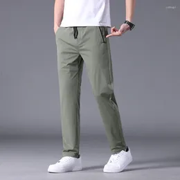 Men's Pants Thin Ice Silk Casual Men 2024 Summer Straight Tube Quick Drying Sports Male Clothing