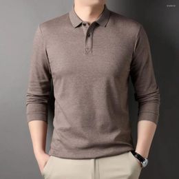 Men's Polos Spring And Autumn Long-Sleeved T-Shirt Casual Cotton Undershirt Top Solid Colour Polo-Shirt Thin Style R5014