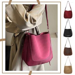 Shoulder Bags Women Fashion Bucket Bag Stylish Crossbody Large Capacity PU Simple Shopping Solid Colour Adjustable Strap Chic Hobo