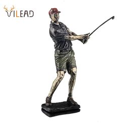 Vilead Golf Figure Statue Resin Vintage Golfer Figurines Home Alone Office Living Room Decoration Sport Objects Crafts Vessel 240411